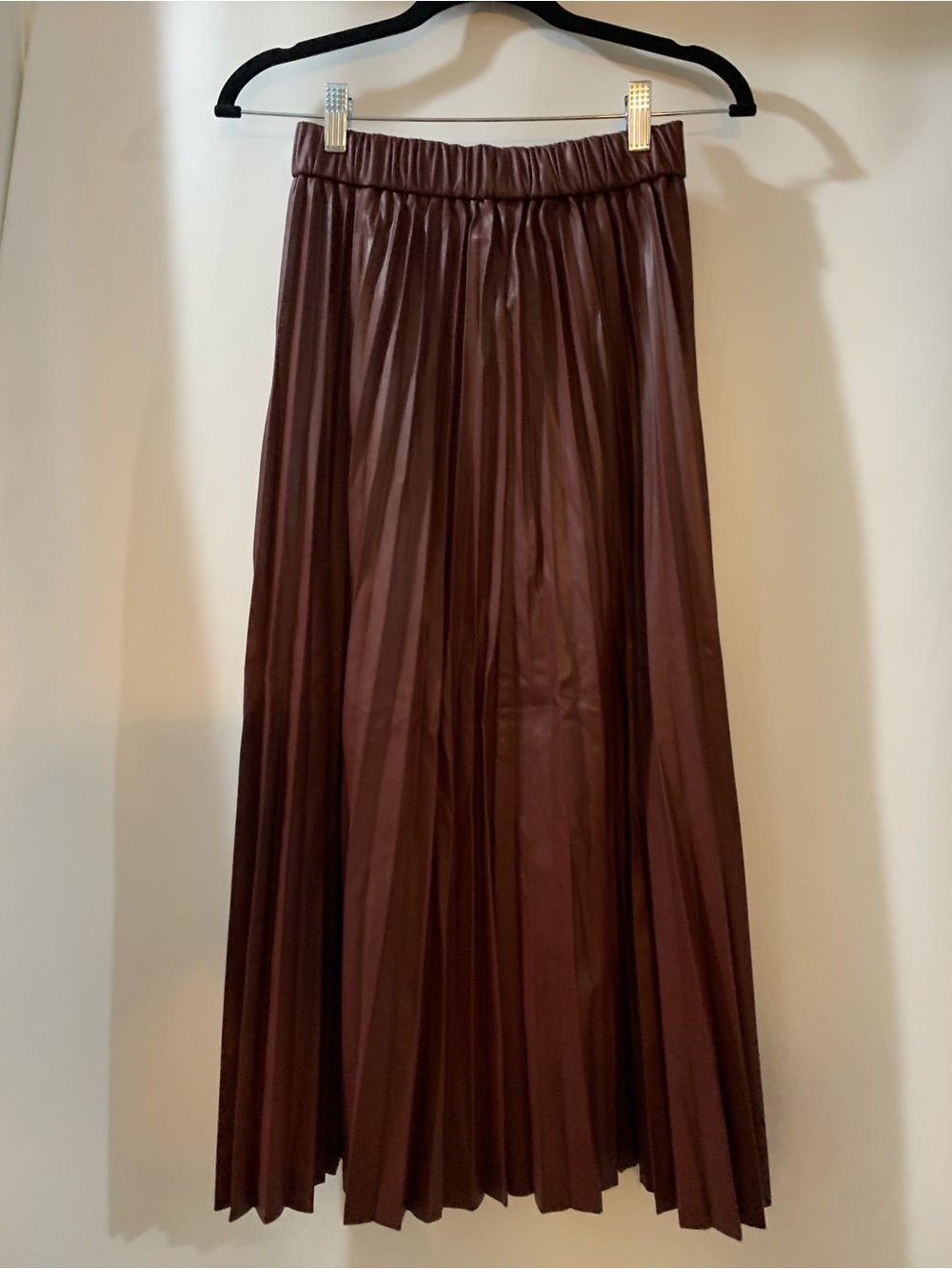 Pleated Faux-Leather Maxi Skirt -Rich Mauve